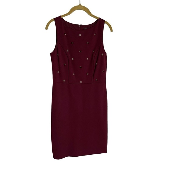 Ann Taylor Burgundy Purple Beaded Bodice Sleeveless Dress 2 - Picture 1 of 8